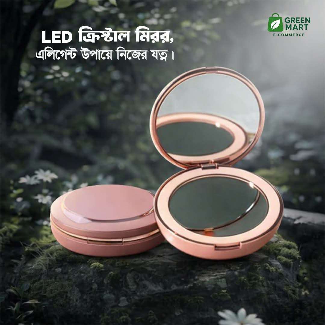 Crystal Shiny Round Portable Princess Mirror